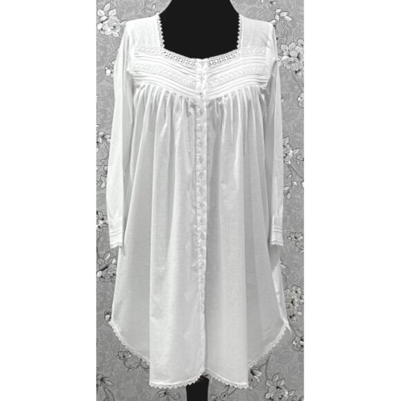 SoieRose SR-1212 Victorian Cotton Nightgown – Long Sleeve Front-Button Elegance - Picture 2 of 9
